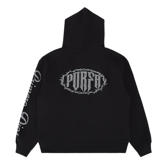 PORFA STAR ZIP HOODIE BLACK