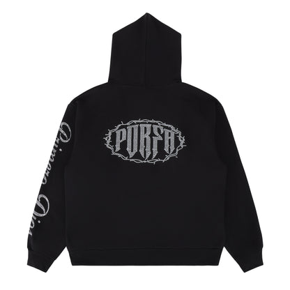PORFA STAR ZIP HOODIE BLACK