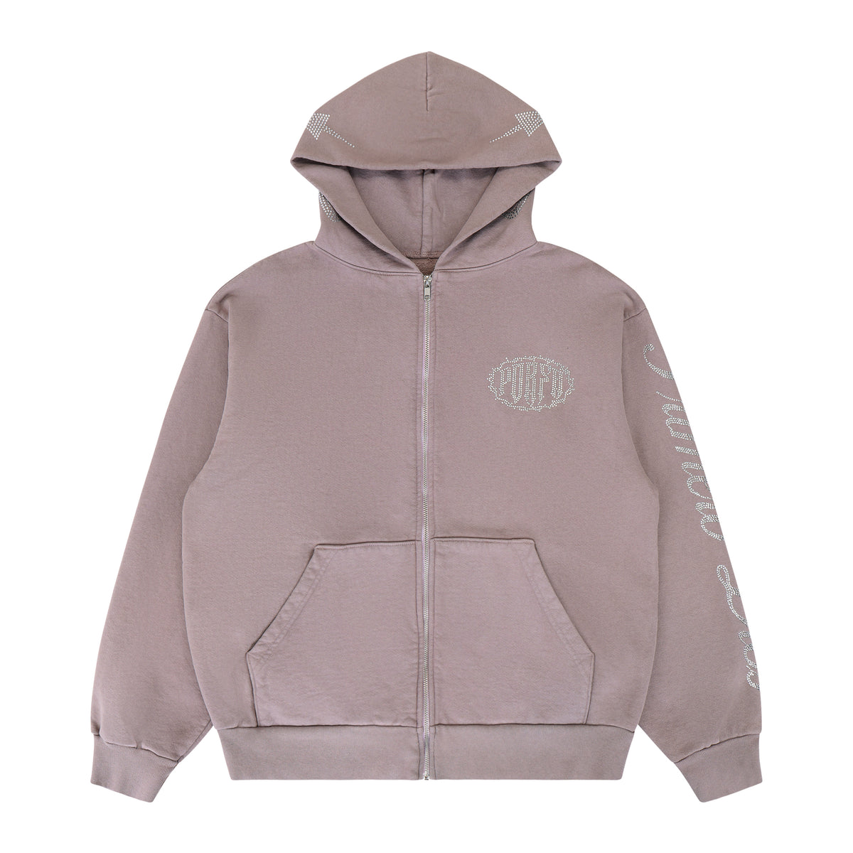 PORFA STAR ZIP HOODIE OPAL