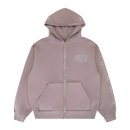 PORFA STAR ZIP HOODIE OPAL