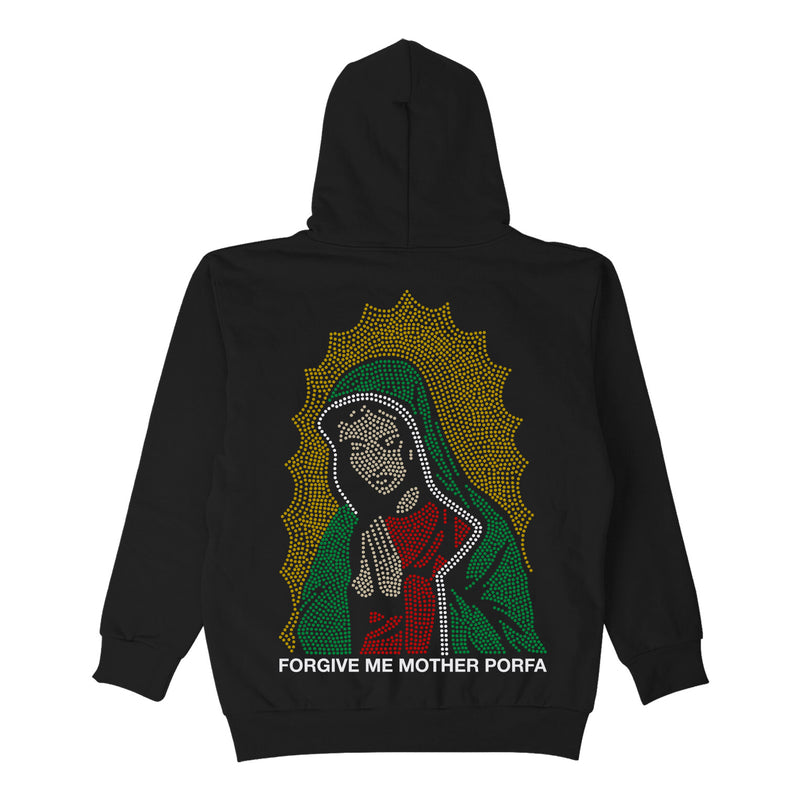 RHINESTONE FORGIVE HOODY - BLACK