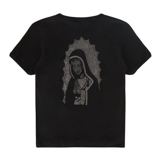 PORFA VIRGENCITA WOMENS RHINESTONE TEE