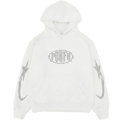 PORFA RHINESTONE HOODIE - WHITE
