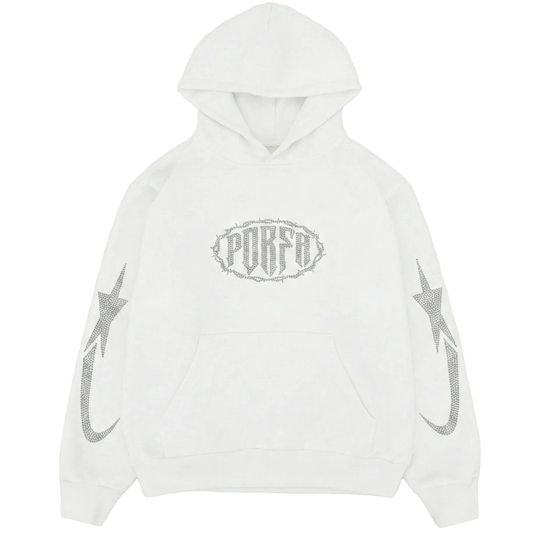 PORFA RHINESTONE HOODIE - WHITE