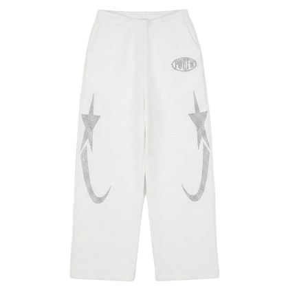 PORFA RHINESTONE JOGGERS - WHITE