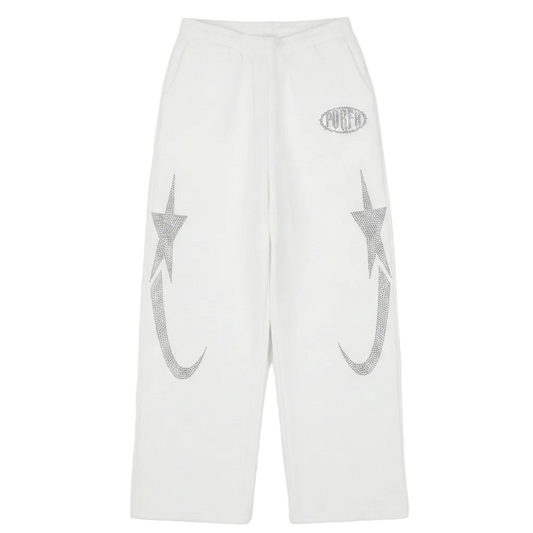 PORFA RHINESTONE JOGGERS - WHITE