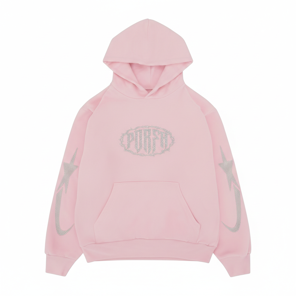PORFA RHINESTONE HOODIE - PINK