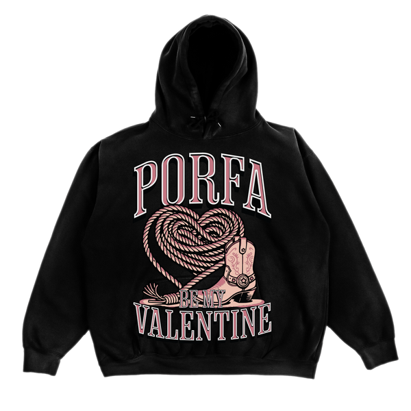 PORFA BE MY VALENTINE HOODIE - BLACK