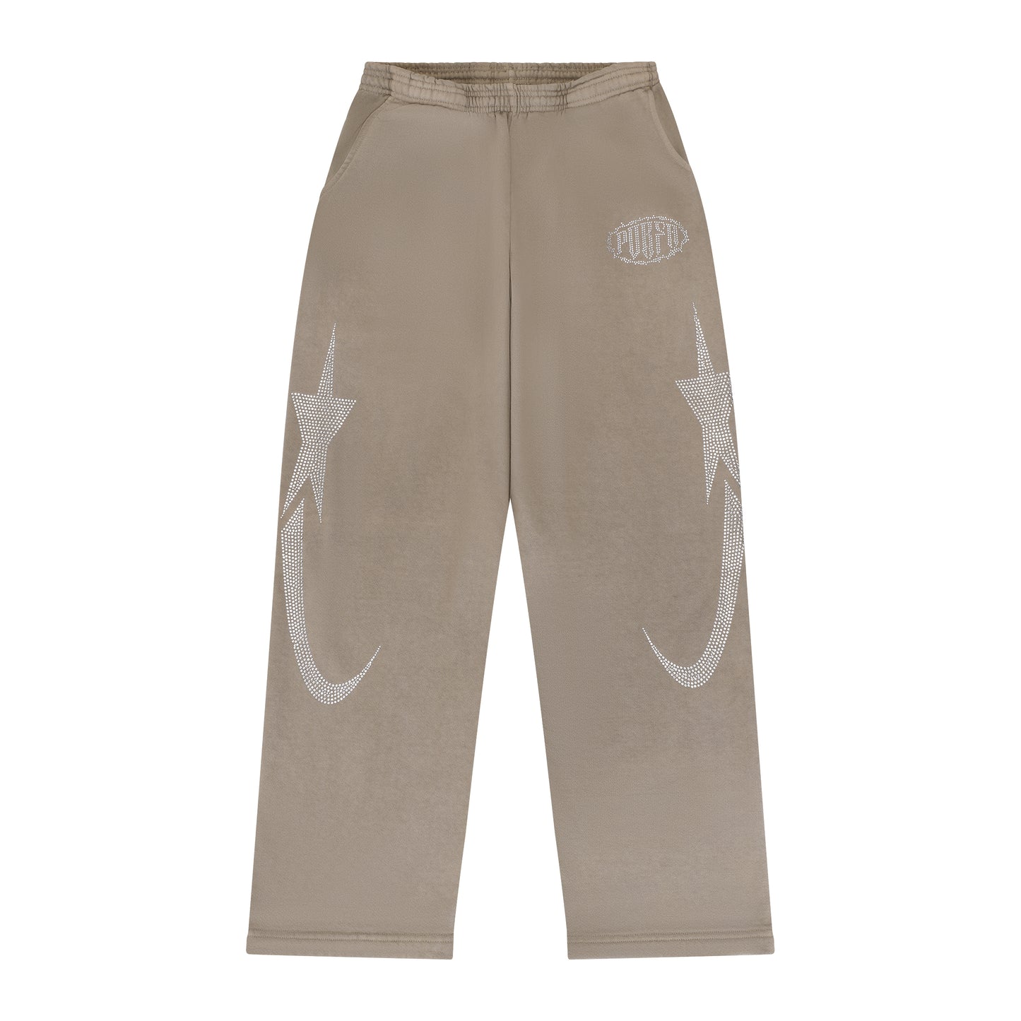 PORFA RHINESTONE JOGGERS - MOCHA BROWN