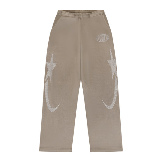PORFA RHINESTONE JOGGERS - MOCHA BROWN
