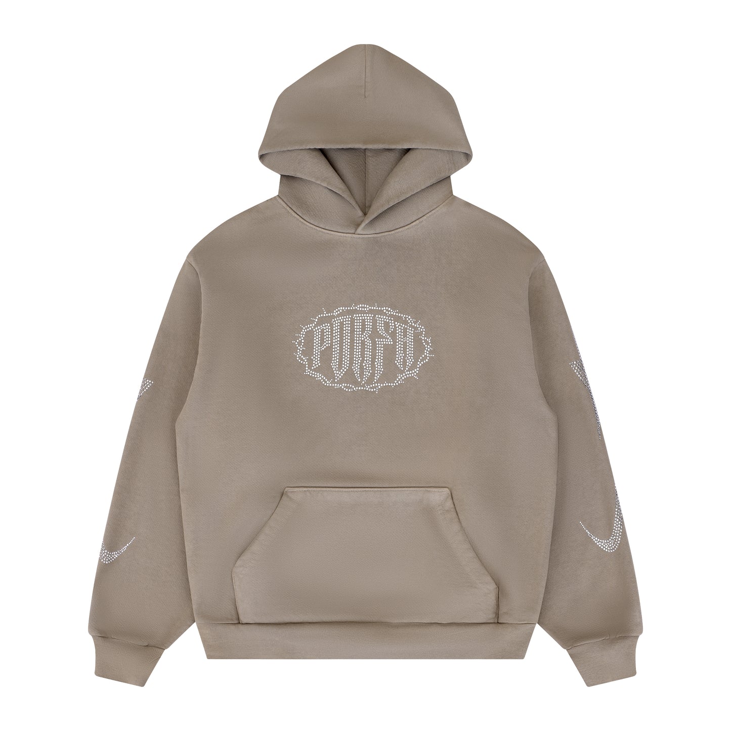PORFA RHINESTONE HOODIE - MOCHA BROWN