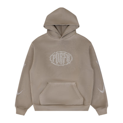 PORFA RHINESTONE HOODIE - MOCHA BROWN