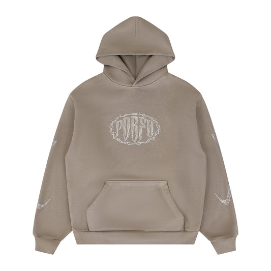 PORFA RHINESTONE HOODIE - MOCHA BROWN