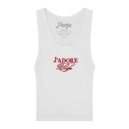 J’adore Embroided Ribbed Tank