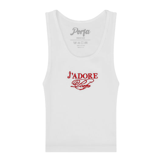 J’adore Embroided Ribbed Tank