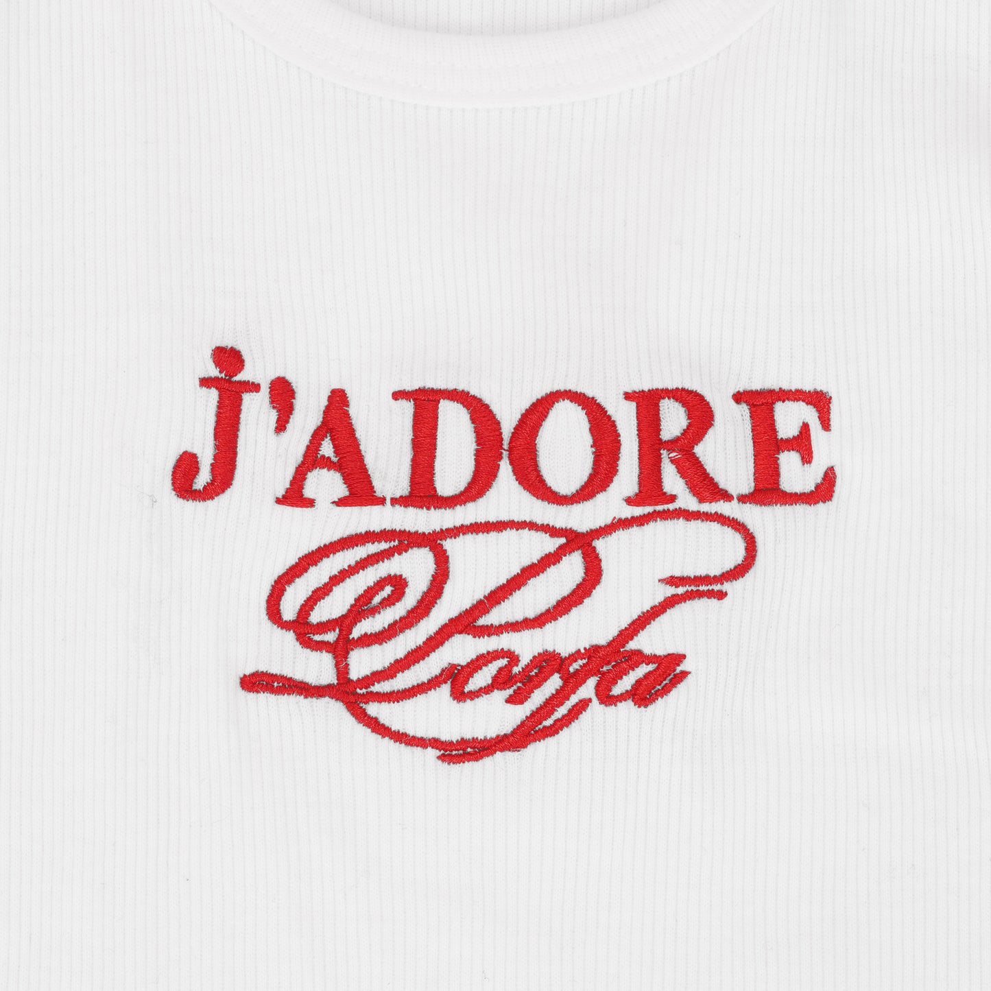 J’adore Embroided Ribbed Tank
