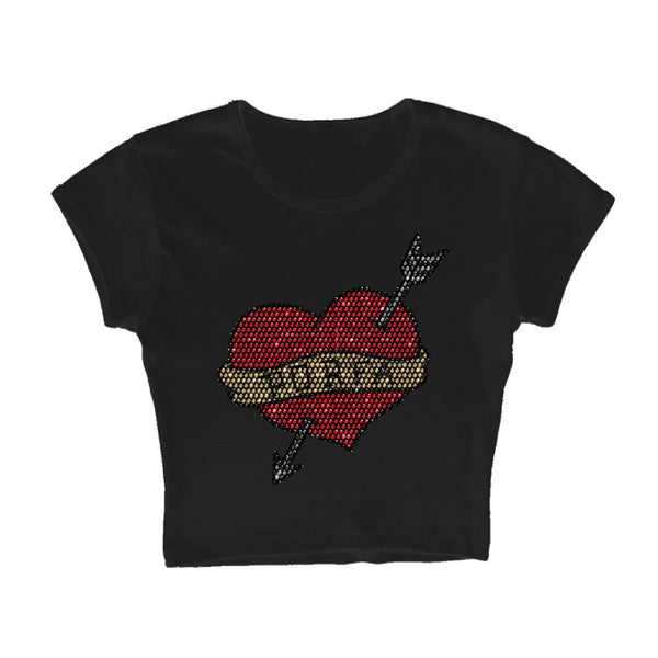 RHINESTONE PORFA BABY TEE TEE - BLACK