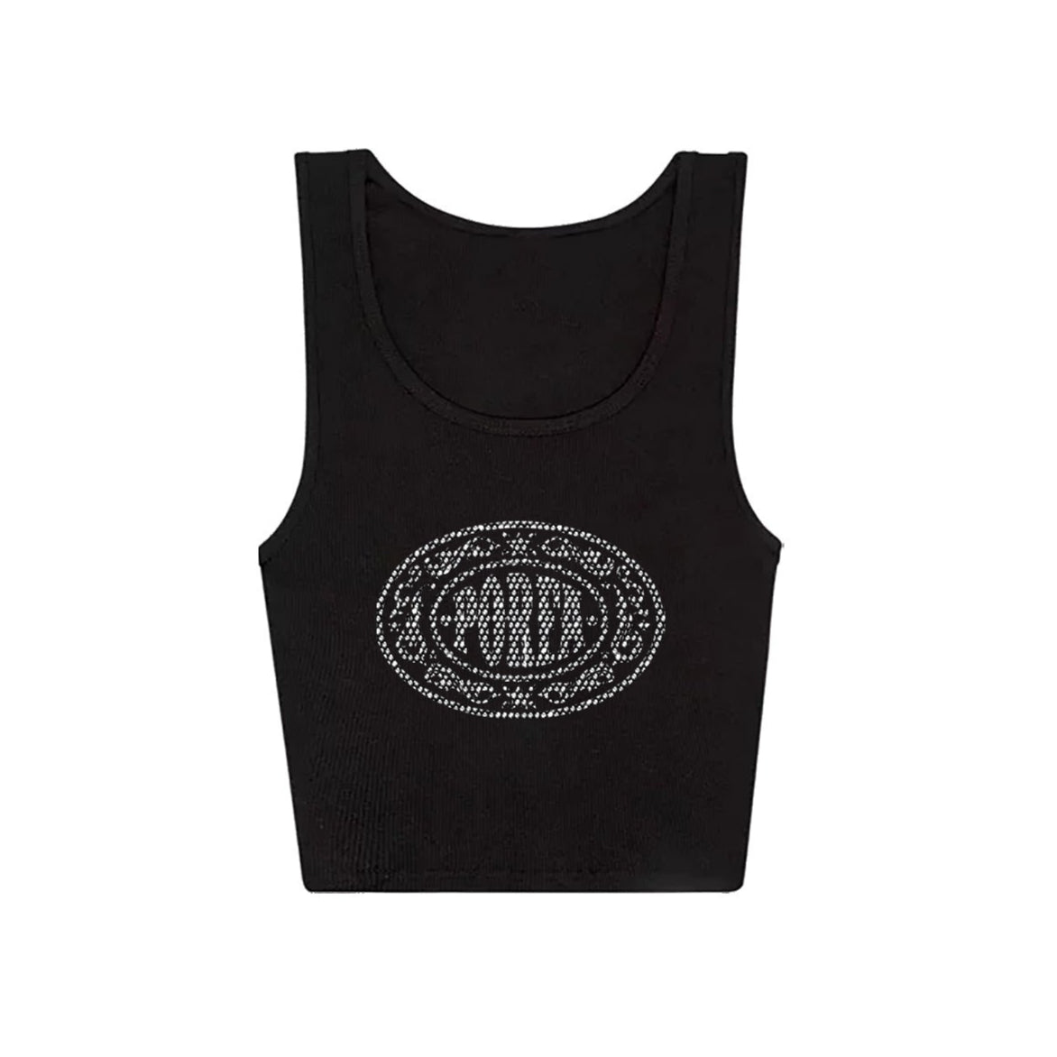 RHINESTONE PORFA RIB TANK - BLACK